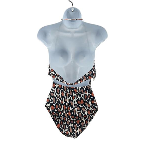 Bar III 'Run Wild' Swimsuit Leopard/Cheetah Animal Print Strapless/Halter M Knot - Picture 2 of 6